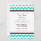 Aqua Brown Chevron Custom Baby Shower Invitaties Kaart (Achterkant)