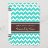 Aqua Brown Chevron Custom Baby Shower Invitaties Kaart (Voorkant / Achterkant)
