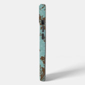 Aqua brown damask Hoesje-Mate iPhone case (Achterkant / Links)