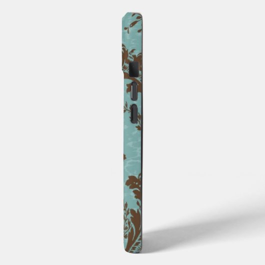 Aqua brown damask Hoesje-Mate iPhone case (Achterkant / Links)