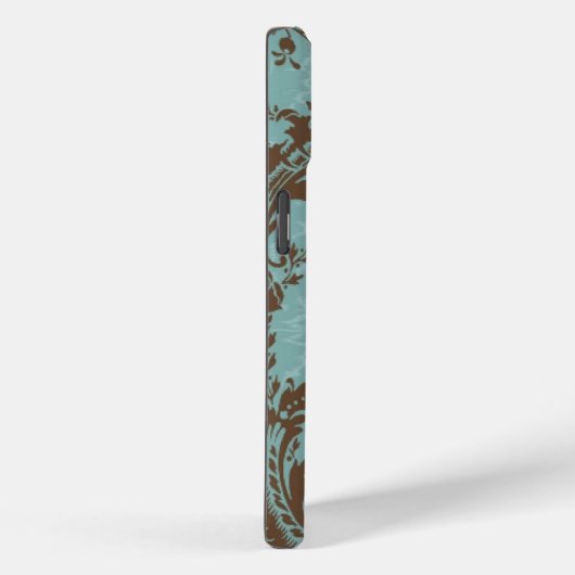 Aqua brown damask Hoesje-Mate iPhone case (Achterkant / Rechts)
