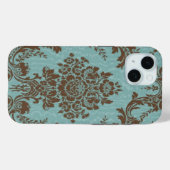 Aqua brown damask Hoesje-Mate iPhone case (Achterkant (horizontaal))
