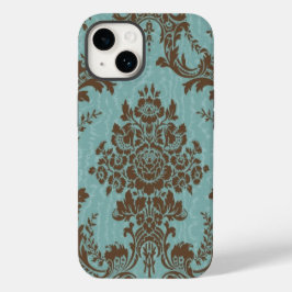 Aqua brown damask Hoesje-Mate iPhone case
