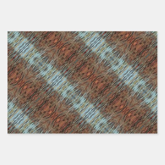 Aqua Brown en Oranje Wild Abstract Wrapping Paper (Voorkant 2)