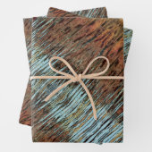 Aqua Brown en Oranje Wild Abstract Wrapping Paper (In situ)