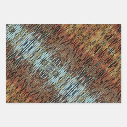 Aqua Brown en Oranje Wild Abstract Wrapping Paper (Voorkant)