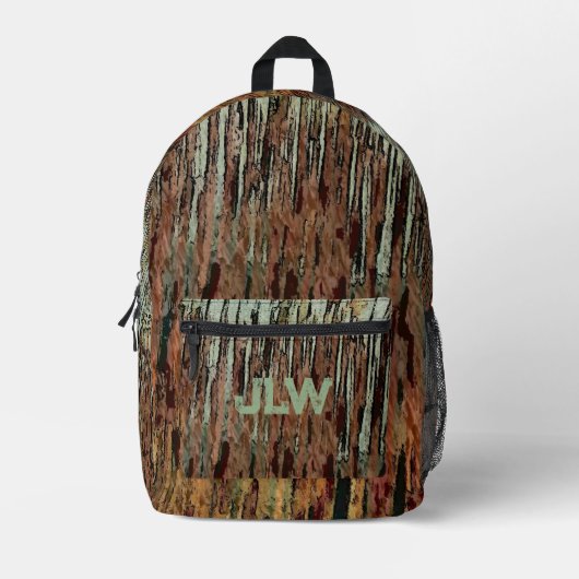 Aqua Brown en Sinaasappel Camouflage Outdoorsy Bedrukte Rugzak (Voorkant)