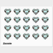 Aqua, Brown en White Striped Damask Sticker (Vel)