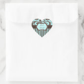 Aqua, Brown en White Striped Damask Sticker (Tas)