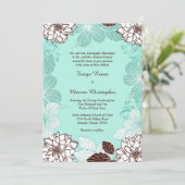 Aqua Brown Flower 5x7 Weddenschap Kaart (Staand voorkant)