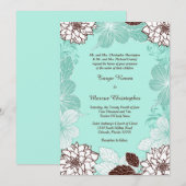 Aqua Brown Flower 5x7 Weddenschap Kaart (Voorkant / Achterkant)