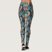 Aqua / Brown Peacock Vrouwen Leggings (Achterkant)