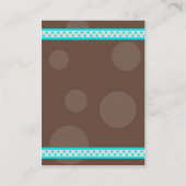 Aqua & Brown Polka Dots Bat Mitzvah Receptie Kaart (Achterkant)