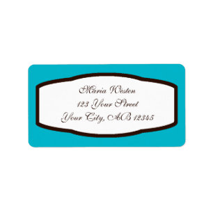 Aqua Brown & White Adresetiketten Etiket