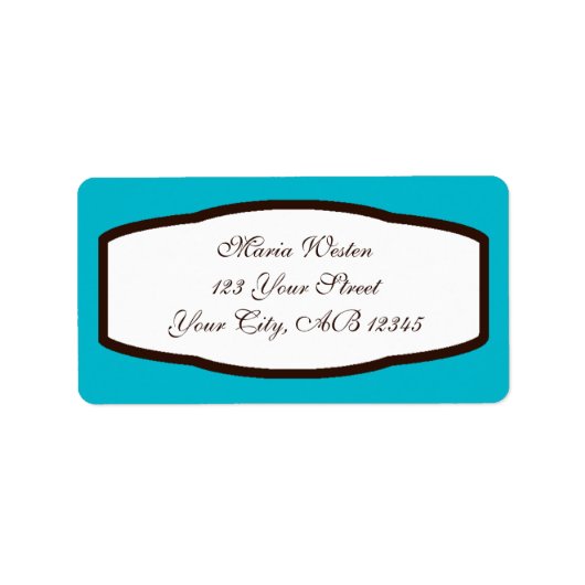 Aqua Brown & White Adresetiketten Etiket (Voorkant)