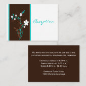 Aqua Brown White Floral Reception Enclosure Kaart (Voorkant / Achterkant)