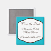 Aqua Brown & White Save the Date Magnet (Voorkant / Achterkant)