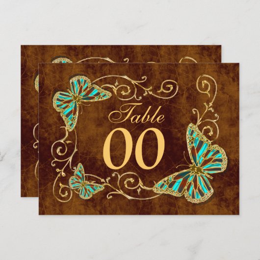 Aqua bruin gouden tafelnummer (Voorkant / Achterkant)