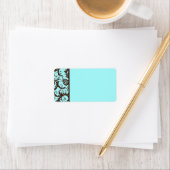 Aqua, bruin, wit Damask-adreslabel Etiket (Insitu)
