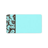 Aqua, bruin, wit Damask-adreslabel Etiket (Voorkant)