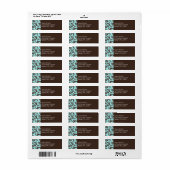 Aqua, Bruin, Wit Damask Terugkeeradresetiket Etiket (Full Sheet)