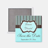 Aqua, Bruin, Wit Gestreept Bewaar de Datummagneet Magneet (Voorkant / Achterkant)