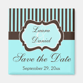 Aqua, Bruin, Wit Gestreept Bewaar de Datummagneet Magneet