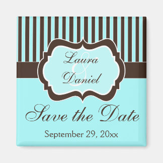 Aqua, Bruin, Wit Gestreept Bewaar de Datummagneet Magneet