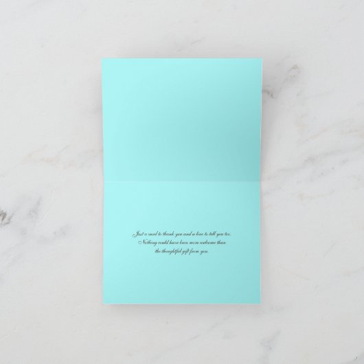 Aqua, bruin, wit gestreepte bedankkaart (Binnen)