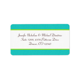 Aqua, bruin, wit, groen adreslabel etiket