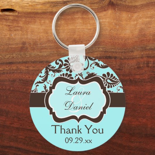 Aqua, bruin, witte dwergbruine Sleutelhanger (Voorkant)