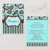 Aqua, bruin, witte Floral Damask Enclosure Kaart (Voorkant / Achterkant)