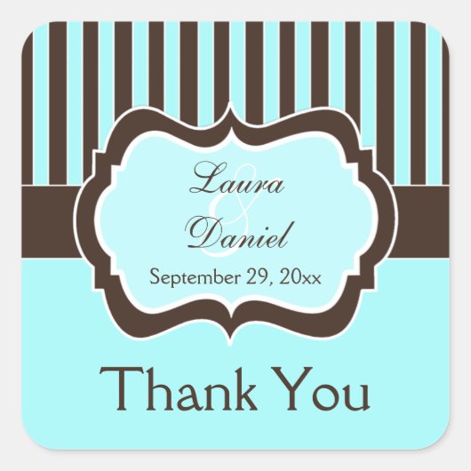 Aqua, bruin, witte streping voor Sticker (Voorkant)