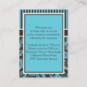 Aqua, Bruin, Witte Striped Damask Enclosure Kaart (Achterkant)