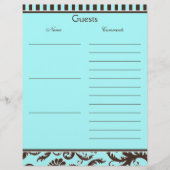 Aqua, bruin, witteband, Damaskast, papier (Voorkant)