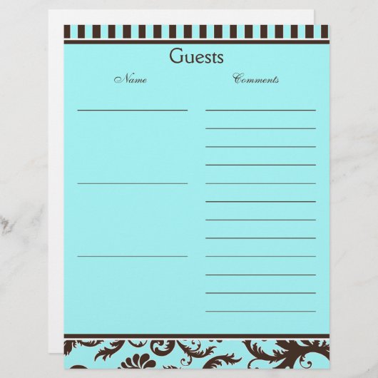 Aqua, bruin, witteband, Damaskast, papier (Voorkant / Achterkant)