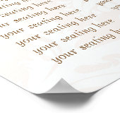 Aqua Bruine Monogram Damast Zitplaatskaart  Poster (Hoek)