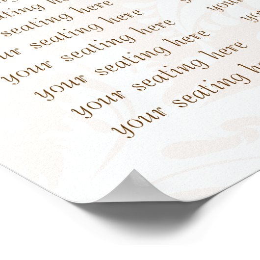 Aqua Bruine Monogram Damast Zitplaatskaart Poster (Hoek)