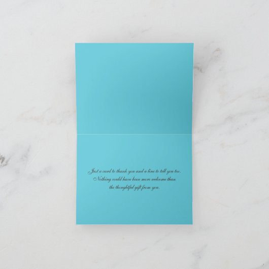 Aqua, Bruine, Witte Damast Dankkaart Bedankkaart (Binnen)