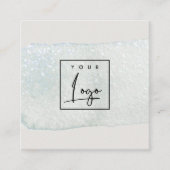 Aqua Brush Stoke Monogram Review Request Logo Vierkante Visitekaartje (Voorkant)