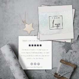 Aqua Brush Stoke Monogram Review Request Logo Vierkante Visitekaartje