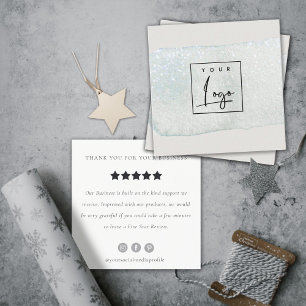 Aqua Brush Stoke Monogram Review Request Logo Vierkante Visitekaartje