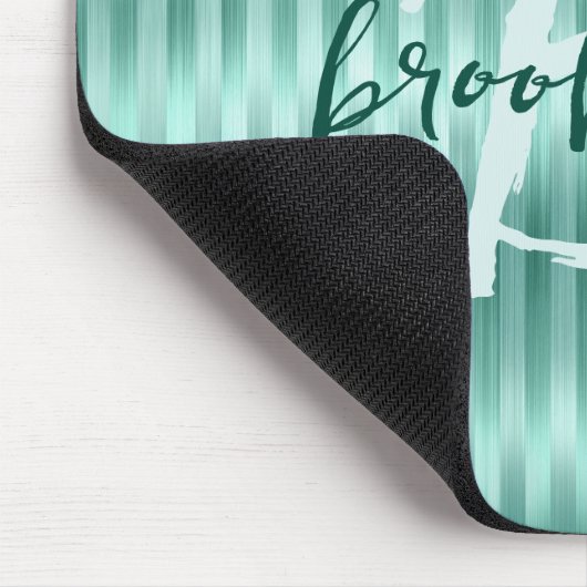 Aqua Brushed Metal Stripes Script Monogram  Muismat (Hoek)