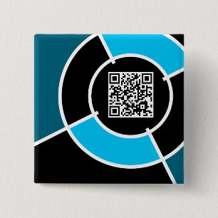 aqua bullseye QR-code Vierkante Button 5,1 Cm