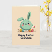 Aqua Bunny Lenteviering Kaart (Gele Bloem)