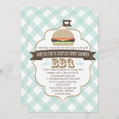 Aqua Burger Couples BBQ Baby Shower Invitations Kaart (Voorkant / Achterkant)