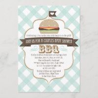 Aqua Burger Couples BBQ Baby Shower Invitations