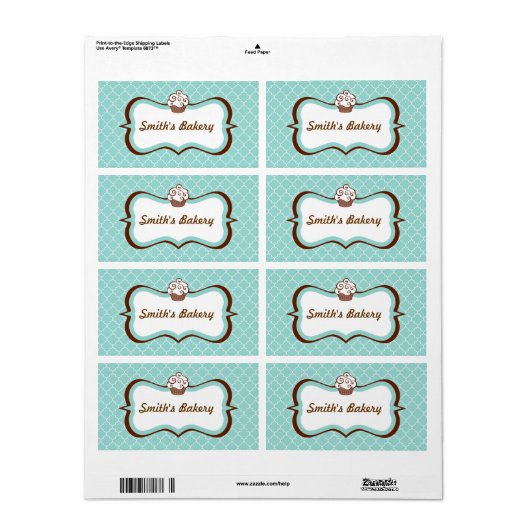 Aqua Business Cupcake-labels Etiket (Full Sheet)