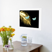 Aqua Butterflies op de Prints van de Golden Palm F (Laag (Keuken))
