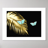 Aqua Butterflies op de Prints van de Golden Palm F (Voorkant)